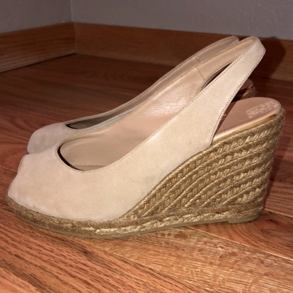 Castañer Suede Leather Peep-toe Espadrille Wedges